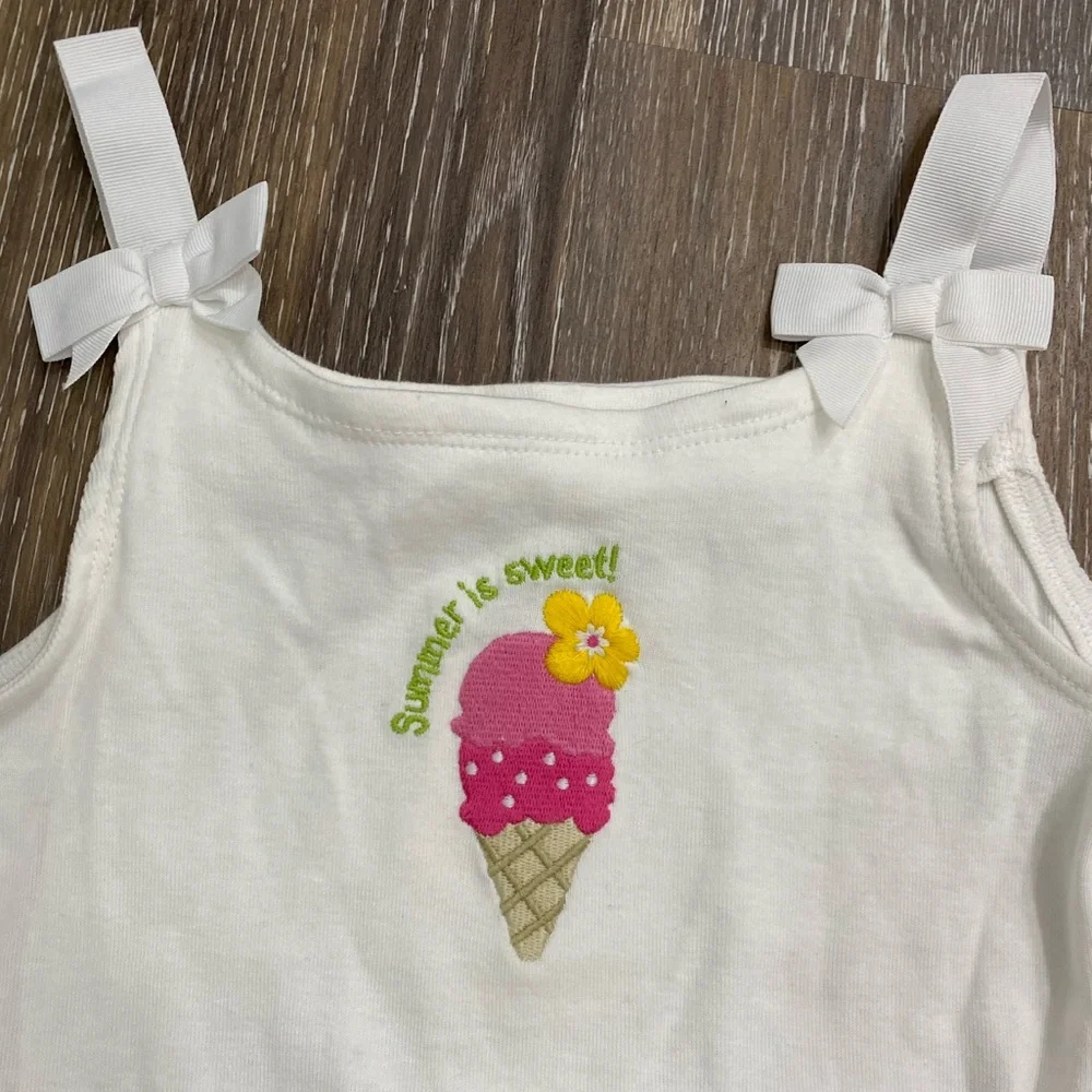 NWT Gymboree Pink and White Tank Tops Bow Straps Girls Size 8